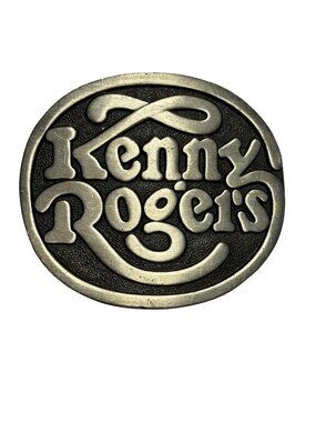 Kenny Rogers Belt Buckle Vintage 1980s Music Country Singer Oval M-200